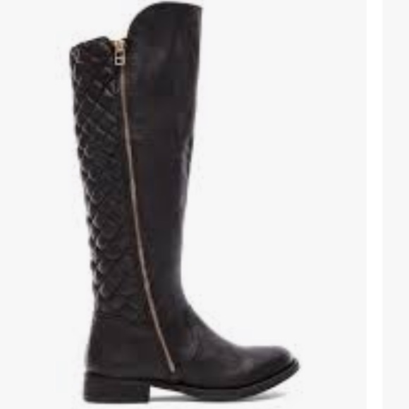 SOLD OUT Steve Madden | Northside Moto Black Leather Mid Calf Heel Boot 6 - Picture 2 of 8